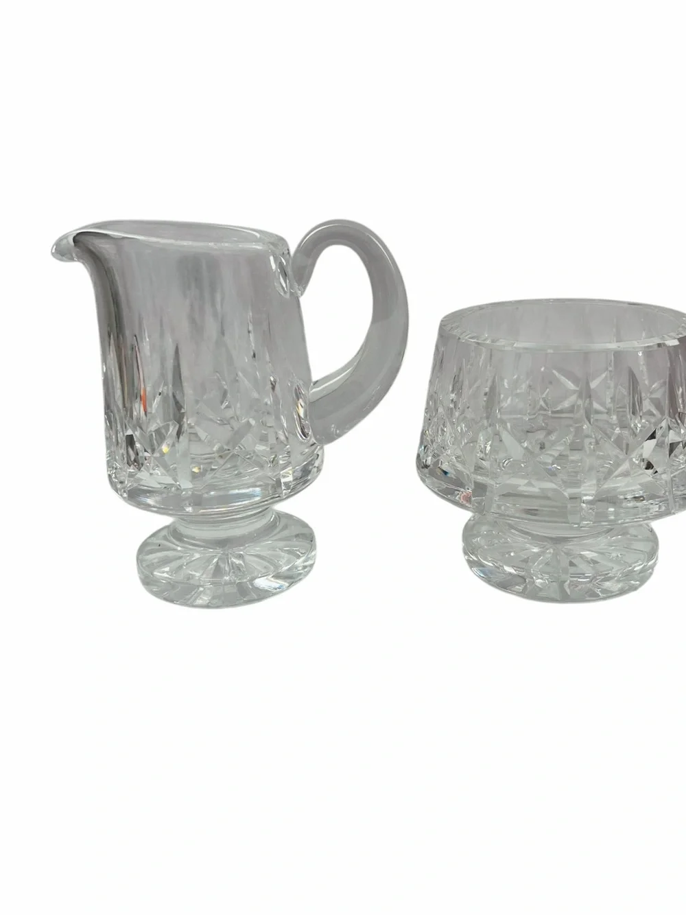 Vintage Waterford Crystal Lismore Footed Cream and Sugar Bowl Set
